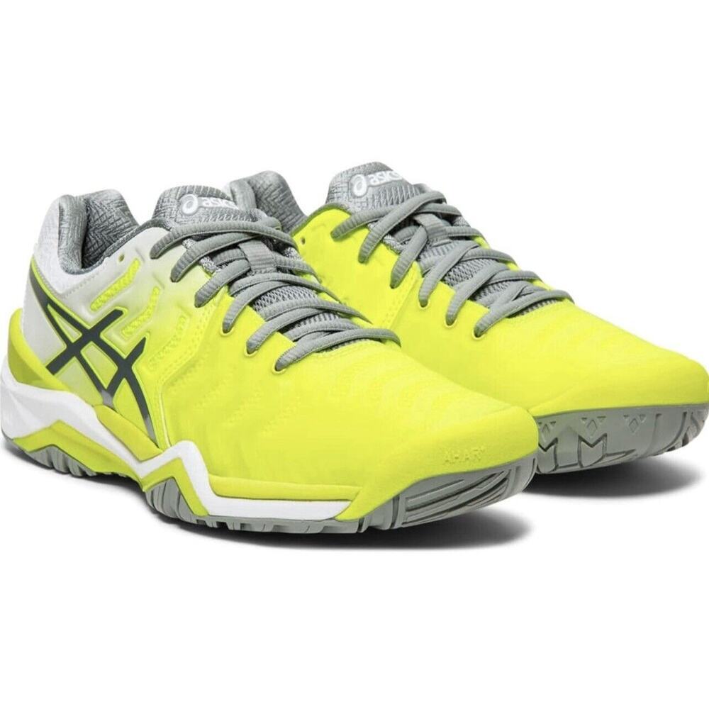 ASICS Womens GEL-Resolution 7 Athletic Tennis Shoe Yellow/Stone Grey Size 7.5
